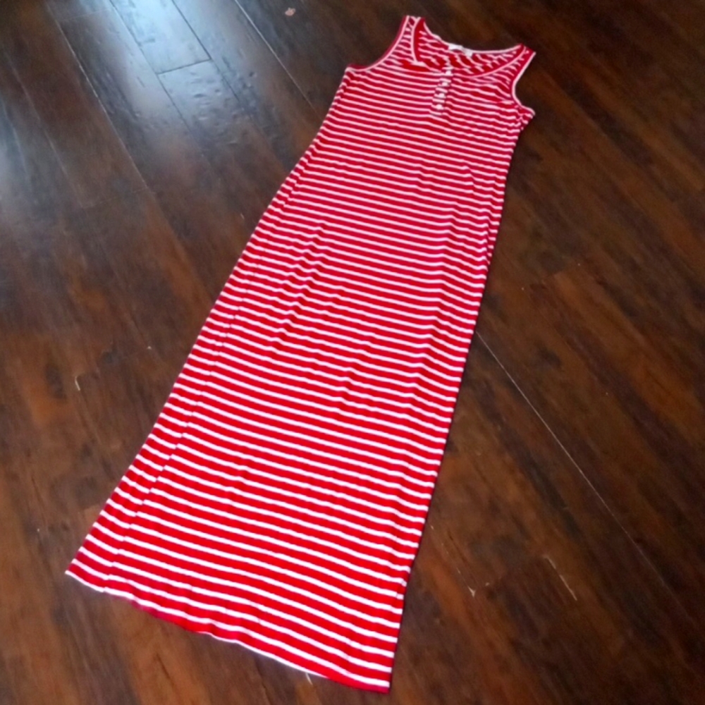 Heart & Hips Red and White Striped Sleeveless Bodycon Maxi Dress Size Large